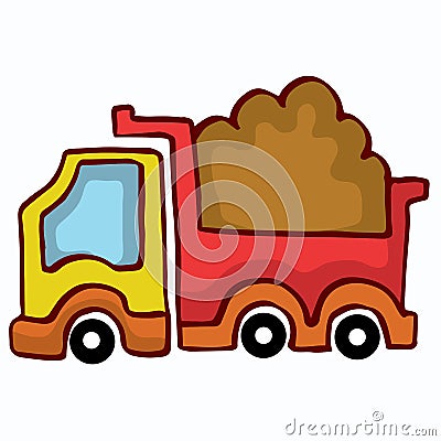 Vector Cartoon Dump Truck design for kids Vector Illustration