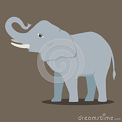 Vector cartoon elephant large concave back mammal asian elephant african bush with large ears illustration isolated on white Vector Illustration