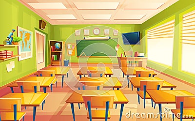 Vector cartoon empty school, college classroom Vector Illustration