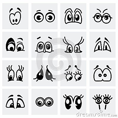 Vector Cartoon eyes icon set Vector Illustration