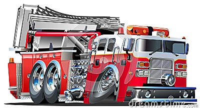 Vector Cartoon Fire Truck Stock Photo