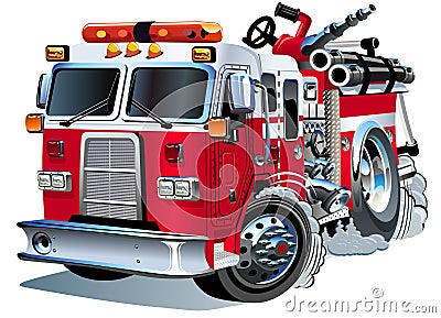 Vector Cartoon Fire Truck Stock Photo