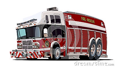 Vector Cartoon Fire Truck Vector Illustration