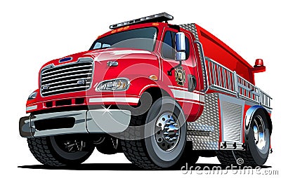 Vector Cartoon Fire Truck Vector Illustration