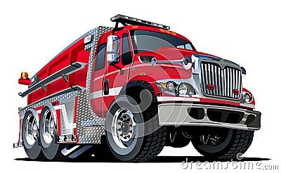 Vector Cartoon Fire Truck Vector Illustration