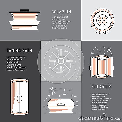 Vector cartoon flat design Sun Bath Solarium Vector Illustration