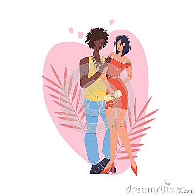 Flat cartoon homosexual characters couple,Valentine Day greeting card vector illustration concept Vector Illustration