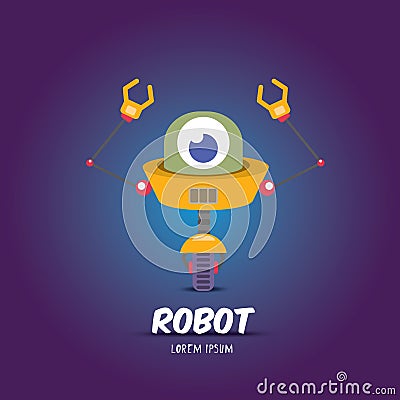 Vector cartoon flat robot or cyborg. Vector Illustration