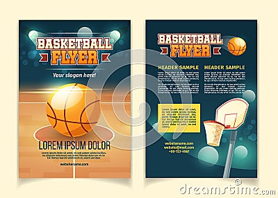 Vector cartoon flyers to invite on basketball game Vector Illustration