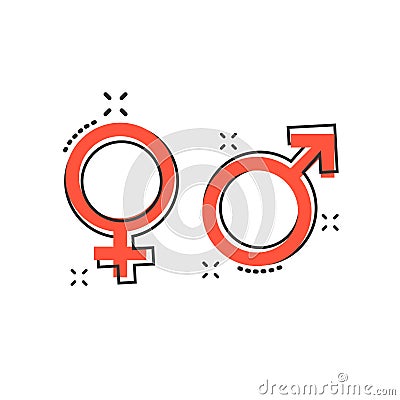 Vector cartoon gender icon in comic style. Men and women sign il Vector Illustration