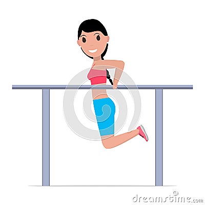 Vector cartoon girl on gymnastics parallel bars Vector Illustration