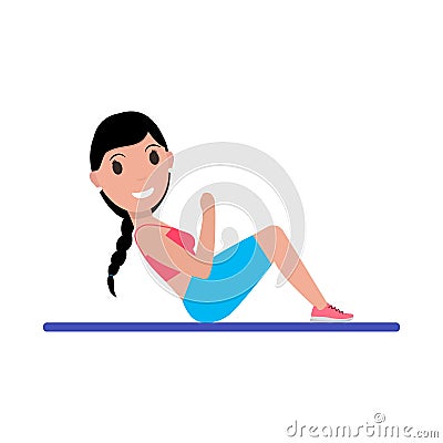 Vector cartoon girl swinging a press Vector Illustration