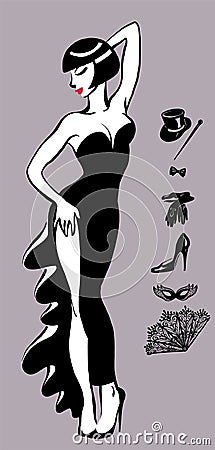 Beautiful burlesque girls Vector Illustration