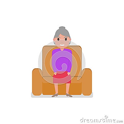 Vector cartoon grandmother sitting in a armchair Vector Illustration