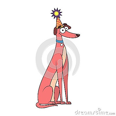 Vector Cartoon greyhound dog Character isolated illustration Vector Illustration
