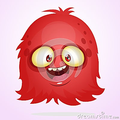 Vector cartoon Halloween monster. Red furry flying monster with big eyes. Vector Illustration