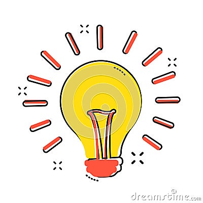 Vector cartoon halogen lightbulb icon in comic style. Light bulb Vector Illustration