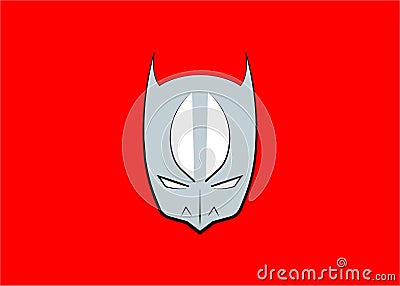 Vector Cartoon Hero Head, carnival devil mask, Isolated or red Background Vector Illustration