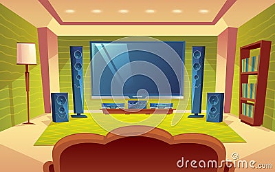 Vector cartoon home theater, audio video system Vector Illustration
