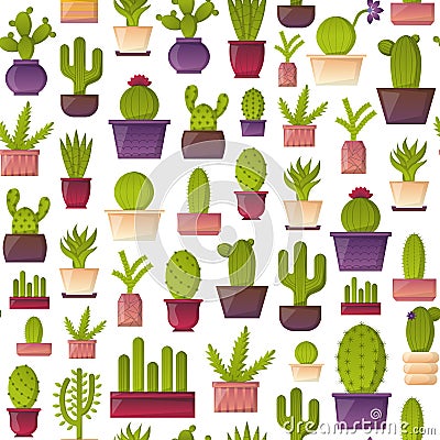 Vector cartoon house plant cactus background Vector Illustration