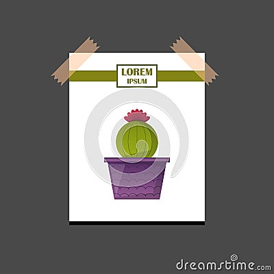 Vector cartoon house plant cactus icon Vector Illustration