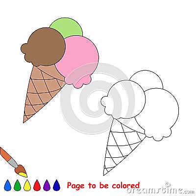 Vector cartoon ice-cream to be colored. Vector Illustration