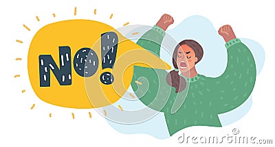 No furious screaming woman. Vector Illustration