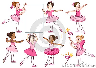 Vector cartoon illustration collection of cute multicultural lit Vector Illustration