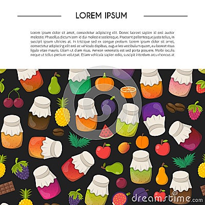 Vector cartoon set of jam jars Vector Illustration