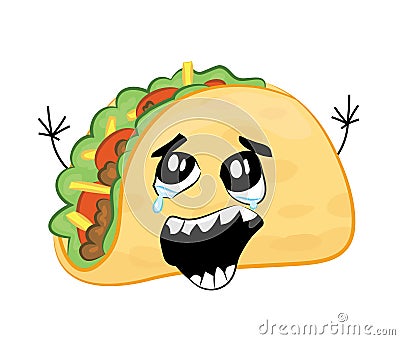Crying internet meme illustration of Taco Cartoon Illustration