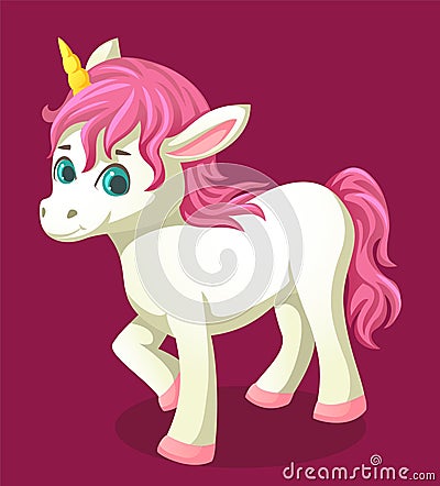 Cute playful unicorn vector cartoon Vector Illustration