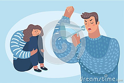 Family problems, pressure at work. Psychological abuse Vector Illustration