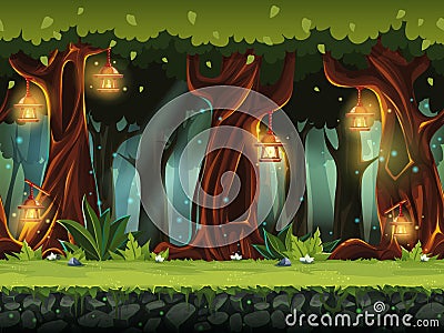 Vector cartoon illustration of the fairy forest Vector Illustration