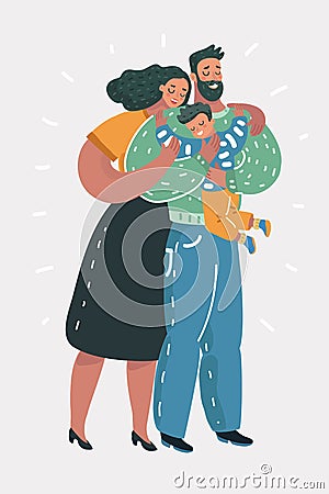 Family hugging together Vector Illustration