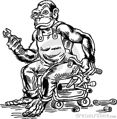 Grease Monkey Cartoon Vector Illustration Vector Illustration