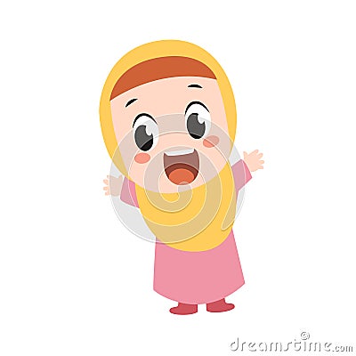 Vector - happy muslim kid Vector Illustration