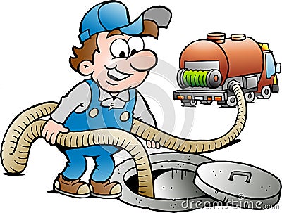 Vector Cartoon illustration of a Happy Sewer Master Vector Illustration