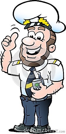 Vector Cartoon illustration of a Happy Ship Captain Vector Illustration