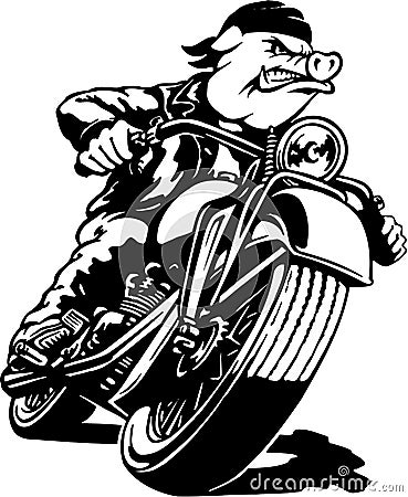 Motorcycle Hawg Cartoon Illustration Vector Illustration