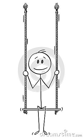 Vector Cartoon Illustration of Man or Businessman Sitting on Swing Vector Illustration