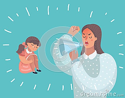 Mother and her daughter quarreled Vector Illustration