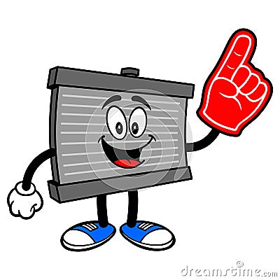 Radiator Mascot with a Foam Hand Vector Illustration