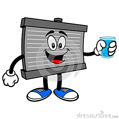 Radiator Mascot with Water Vector Illustration