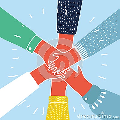 People putting their hands together vector Vector Illustration