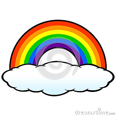 Rainbow with Cloud Vector Illustration