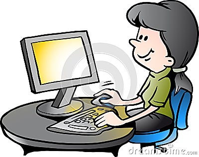 Vector Cartoon illustration of a Secretary at Work Vector Illustration