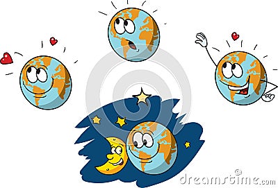 Earth cartoon character Vector Illustration