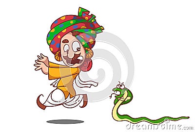 Cartoon Snake Charmer Illustration Vector Illustration