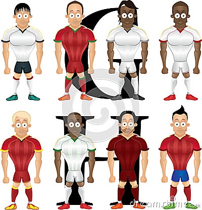 Vector cartoon illustration of soccer players, isolated Vector Illustration
