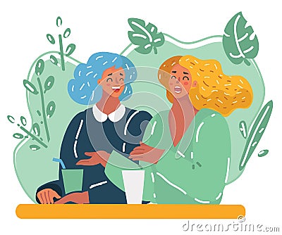 Two style girlfriends together. Vector Illustration